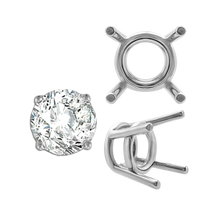 Load image into Gallery viewer, ITI NYC Four Prong Round Medium Weight Settings in Sterling Silver (3.50 mm - 11.00 mm)
