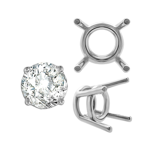 ITI NYC Four Prong Round Medium Weight Settings in Sterling Silver (3.50 mm - 11.00 mm)