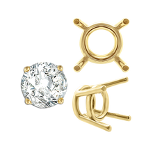 Load image into Gallery viewer, ITI NYC Four Prong Round Medium Weight Settings in 14K Gold (1.75 mm - 11.00 mm)
