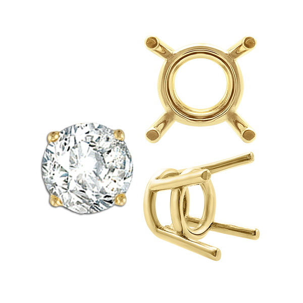 ITI NYC Four Prong Round Medium Weight Settings in 14K Gold (1.75 mm - 11.00 mm)