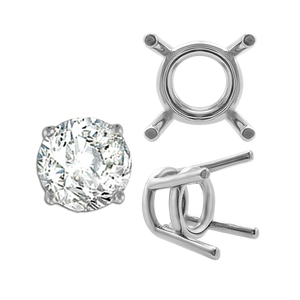 ITI NYC Four Prong Round Medium Weight Settings in Sterling Silver (3.50 mm - 11.00 mm)