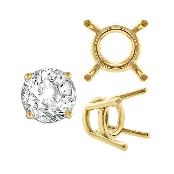 ITI NYC Four Prong Round Medium Weight Settings in 18K Gold (1.75 mm - 11.00 mm)