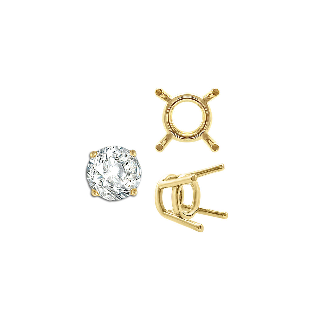 ITI NYC Four Prong Round Medium Weight Settings in 18K Gold (1.75 mm - 11.00 mm)