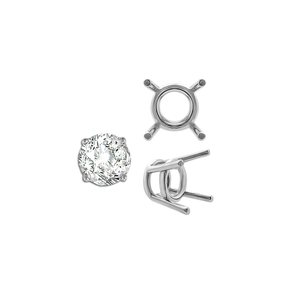 ITI NYC Four Prong Round Medium Weight Settings in 14K Gold (1.75 mm - 11.00 mm)