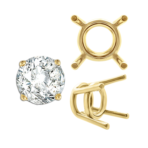 ITI NYC Four Prong Round Medium Weight Settings in 18K Gold (1.75 mm - 11.00 mm)