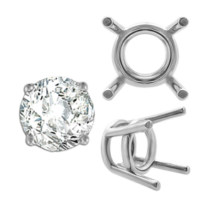 ITI NYC Four Prong Round Medium Weight Settings in Sterling Silver (3.50 mm - 11.00 mm)