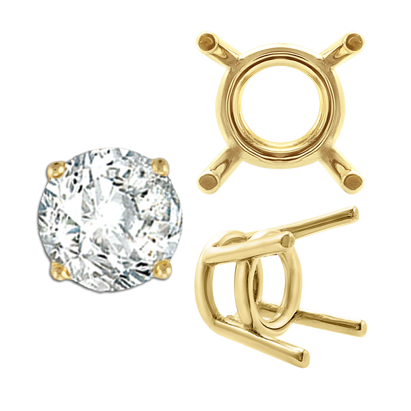 ITI NYC Four Prong Round Medium Weight Settings in 18K Gold (1.75 mm - 11.00 mm)
