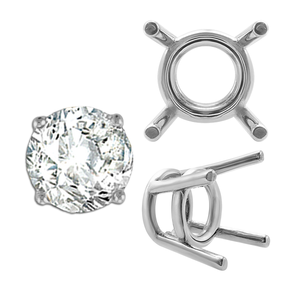 ITI NYC Four Prong Round Medium Weight Settings in Sterling Silver (3.50 mm - 11.00 mm)