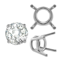 Load image into Gallery viewer, ITI NYC Four Prong Round Medium Weight Settings in Sterling Silver (3.50 mm - 11.00 mm)
