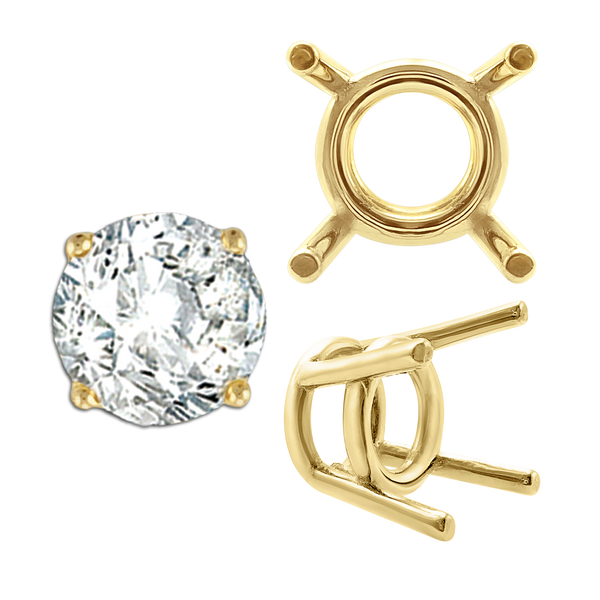 ITI NYC Four Prong Round Medium Weight Settings in 18K Gold (1.75 mm - 11.00 mm)