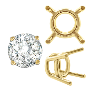 ITI NYC Four Prong Round Medium Weight Settings in 18K Gold (1.75 mm - 11.00 mm)
