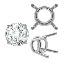 Load image into Gallery viewer, ITI NYC Four Prong Round Medium Weight Settings in Sterling Silver (3.50 mm - 11.00 mm)
