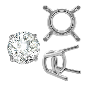 ITI NYC Four Prong Round Medium Weight Settings in Sterling Silver (3.50 mm - 11.00 mm)