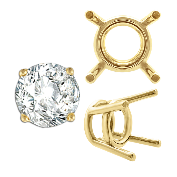 ITI NYC Four Prong Round Medium Weight Settings in 18K Gold (1.75 mm - 11.00 mm)