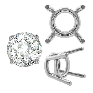 ITI NYC Four Prong Round Medium Weight Settings in Sterling Silver (3.50 mm - 11.00 mm)