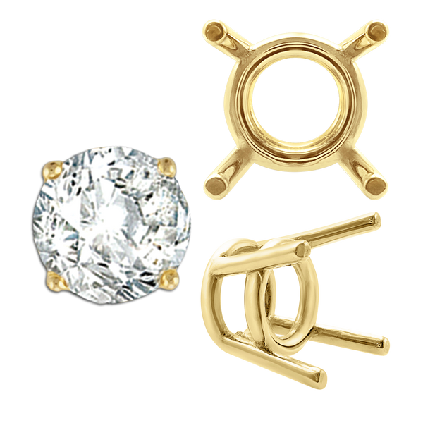 ITI NYC Four Prong Round Medium Weight Settings in 18K Gold (1.75 mm - 11.00 mm)