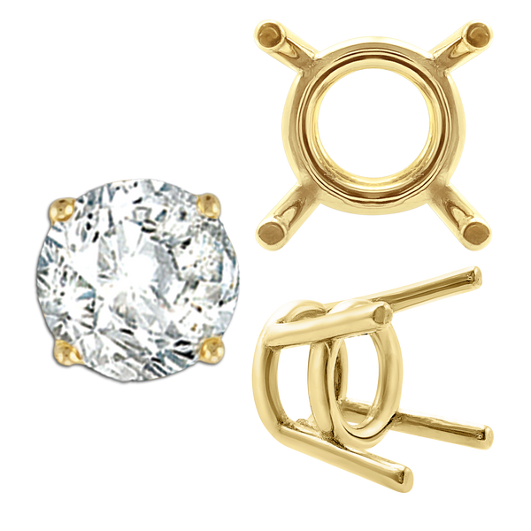 ITI NYC Four Prong Round Medium Weight Settings in 18K Gold (1.75 mm - 11.00 mm)