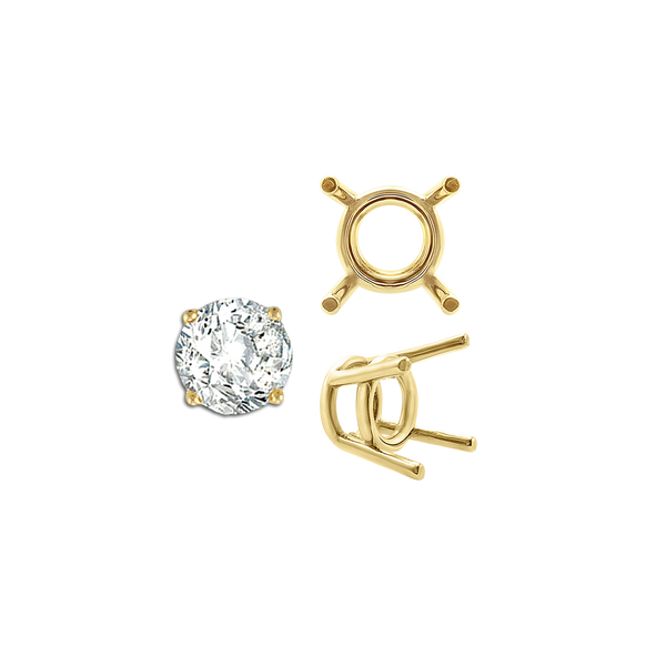 ITI NYC Four Prong Round Medium Weight Settings in 18K Gold (1.75 mm - 11.00 mm)