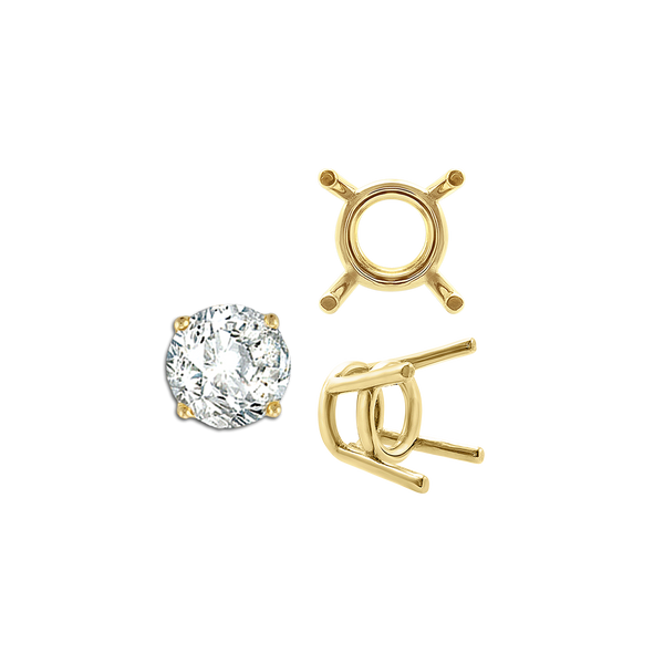 ITI NYC Four Prong Round Medium Weight Settings in 14K Gold (1.75 mm - 11.00 mm)