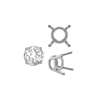 ITI NYC Four Prong Round Medium Weight Settings in 18K Gold (1.75 mm - 11.00 mm)
