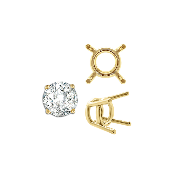ITI NYC Four Prong Round Medium Weight Settings in 18K Gold (1.75 mm - 11.00 mm)