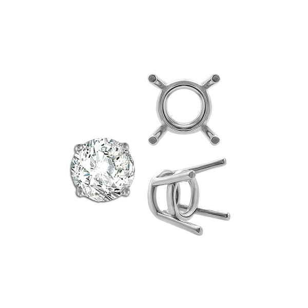ITI NYC Four Prong Round Medium Weight Settings in 18K Gold (1.75 mm - 11.00 mm)