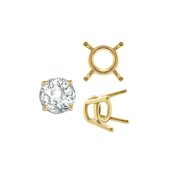 ITI NYC Four Prong Round Medium Weight Settings in 14K Gold (1.75 mm - 11.00 mm)