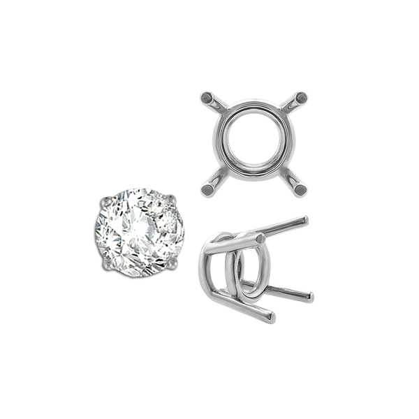 ITI NYC Four Prong Round Medium Weight Settings in 14K Gold (1.75 mm - 11.00 mm)