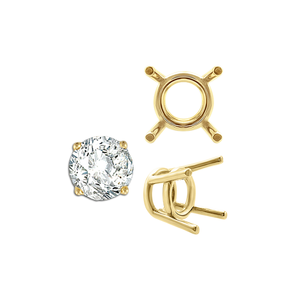 ITI NYC Four Prong Round Medium Weight Settings in 14K Gold (1.75 mm - 11.00 mm)