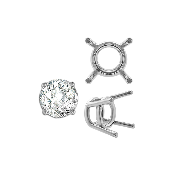 ITI NYC Four Prong Round Medium Weight Settings in 18K Gold (1.75 mm - 11.00 mm)