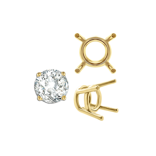 ITI NYC Four Prong Round Medium Weight Settings in 14K Gold (1.75 mm - 11.00 mm)