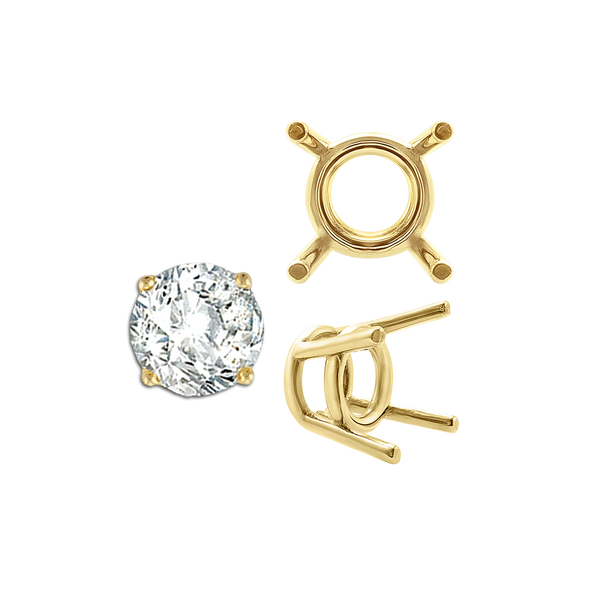 ITI NYC Four Prong Round Medium Weight Settings in 18K Gold (1.75 mm - 11.00 mm)
