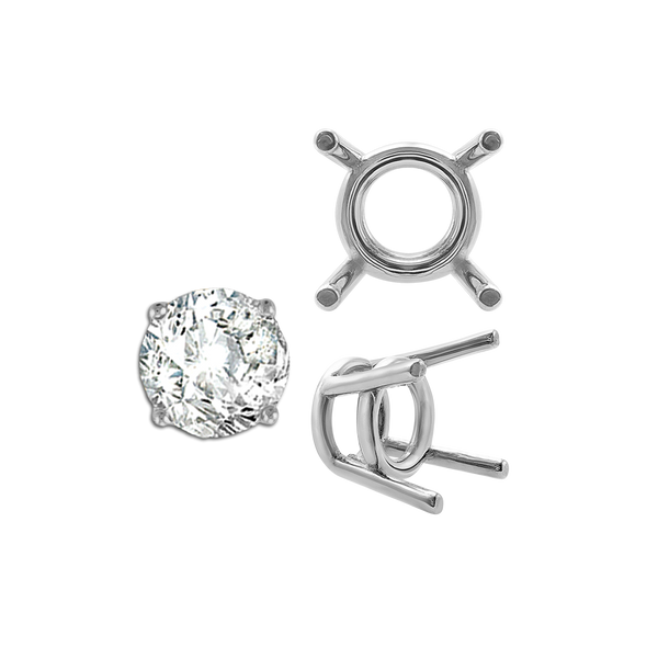 ITI NYC Four Prong Round Medium Weight Settings in Sterling Silver (3.50 mm - 11.00 mm)
