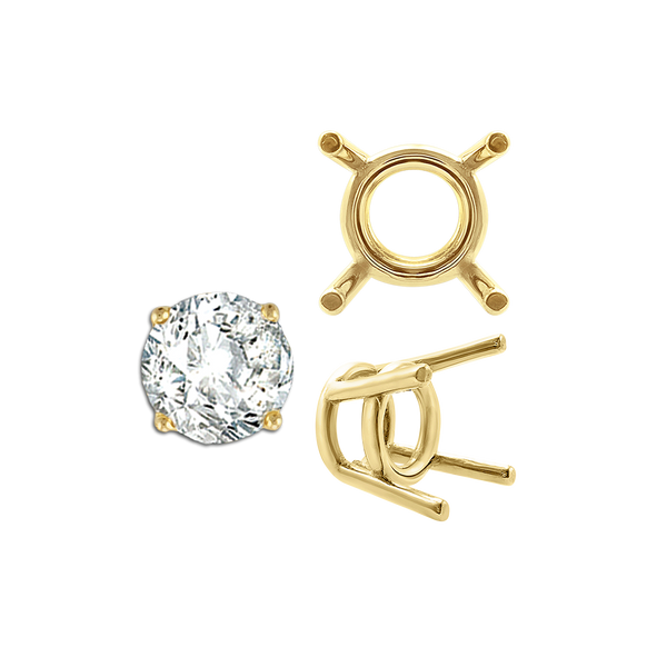 ITI NYC Four Prong Round Medium Weight Settings in 18K Gold (1.75 mm - 11.00 mm)