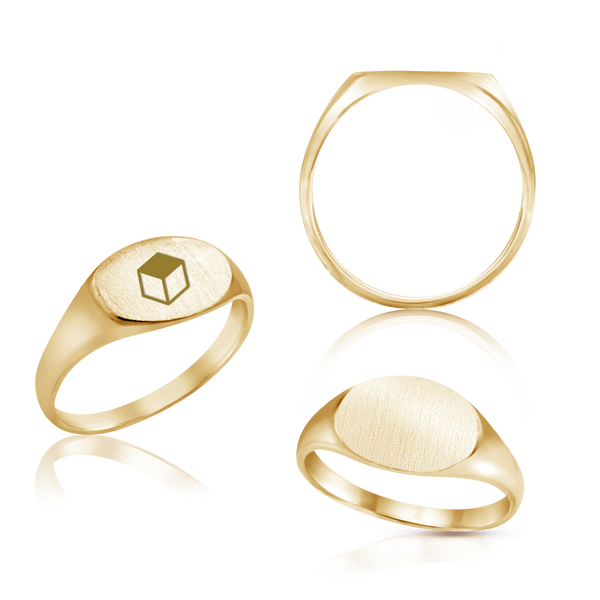Oval (Horizontal) Signet Rings in 14K Yellow Gold (6 x 8 mm - 8 x 11 mm)