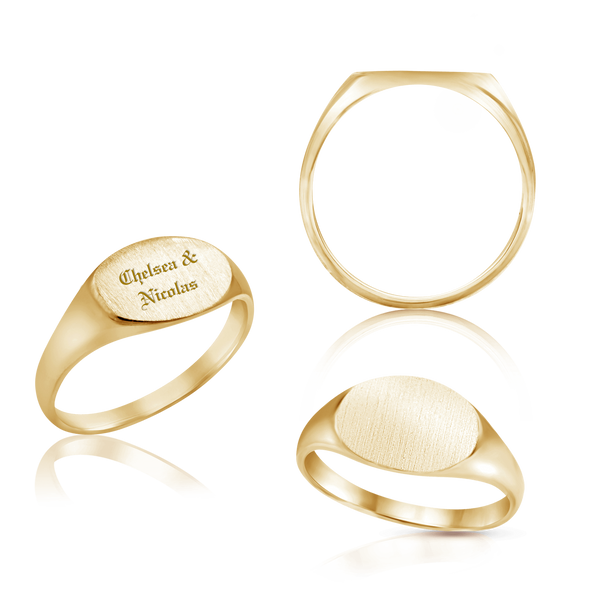 Oval (Horizontal) Signet Rings in 14K Yellow Gold (6 x 8 mm - 8 x 11 mm)