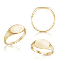 Load image into Gallery viewer, Oval (Horizontal) Signet Rings in 14K Yellow Gold (4 x 6 mm - 8 x 11 mm)

