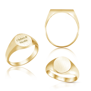 Oval (Vertical) Signet Rings in 14K Yellow Gold (10 x 9 mm)