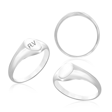 Load image into Gallery viewer, Oval (Vertical) Signet Rings in Sterling Silver (4 x 6 mm - 20 x 18 mm)
