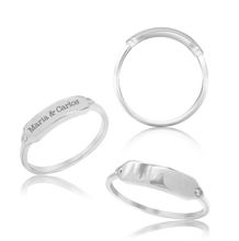 Load image into Gallery viewer, Rectangular Signet Rings with CZ's in Sterling Silver (15 x 5 mm)
