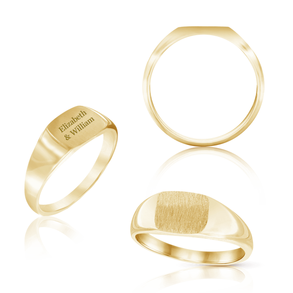 Rectangular Signet Rings in 14K Yellow Gold (10 x 6 mm)