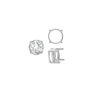 ITI NYC Four Prong Round Flat Wire Basket Settings in Sterling Silver (2.00 mm - 9.25 mm)