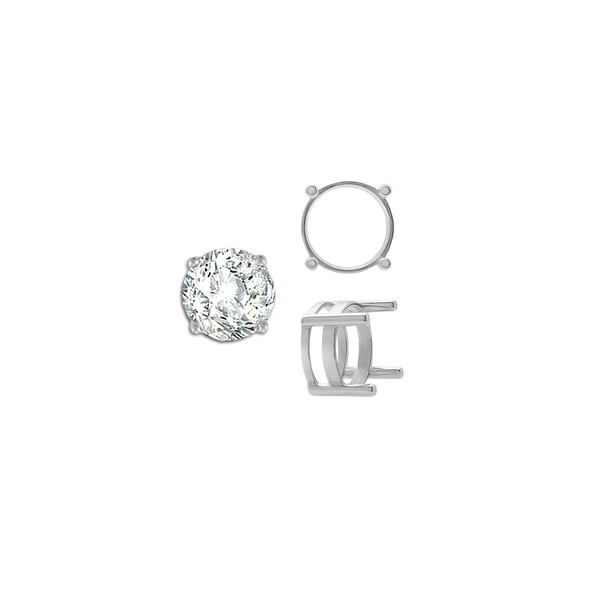 ITI NYC Four Prong Round Flat Wire Basket Settings in 14K Gold (2.00 mm - 9.25 mm)