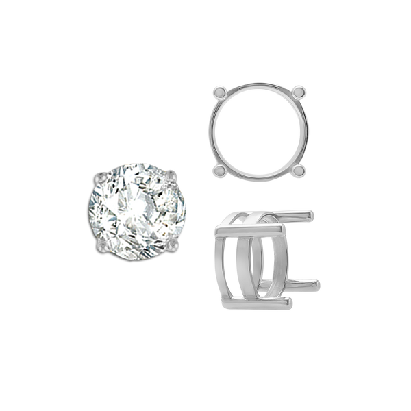 ITI NYC Four Prong Round Flat Wire Basket Settings in 14K Gold (2.00 mm - 9.25 mm)