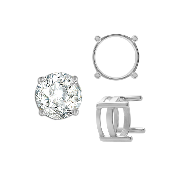 ITI NYC Four Prong Round Flat Wire Basket Settings in 14K Gold (2.00 mm - 9.25 mm)