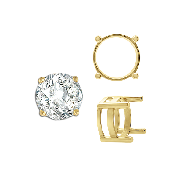 ITI NYC Four Prong Round Flat Wire Basket Settings in 14K Gold (2.00 mm - 9.25 mm)