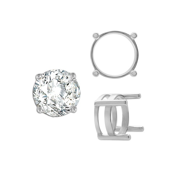 ITI NYC Four Prong Round Flat Wire Basket Settings in 14K Gold (2.00 mm - 9.25 mm)