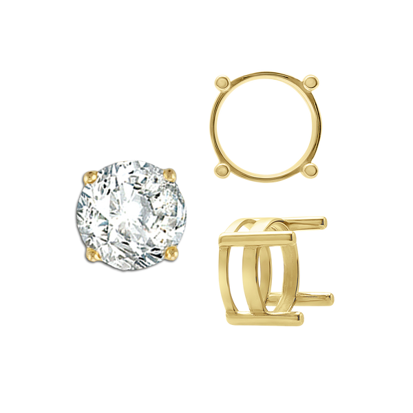 ITI NYC Four Prong Round Flat Wire Basket Settings in 14K Gold (2.00 mm - 9.25 mm)