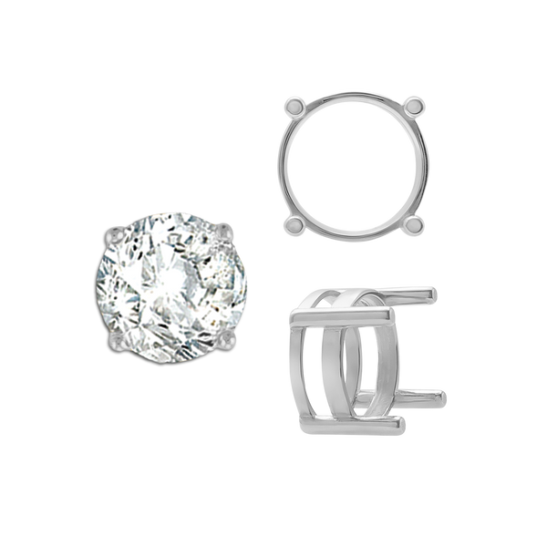 ITI NYC Four Prong Round Flat Wire Basket Settings in 14K Gold (2.00 mm - 9.25 mm)