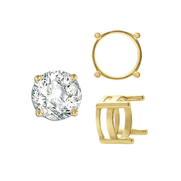 ITI NYC Four Prong Round Flat Wire Basket Settings in 14K Gold (2.00 mm - 9.25 mm)